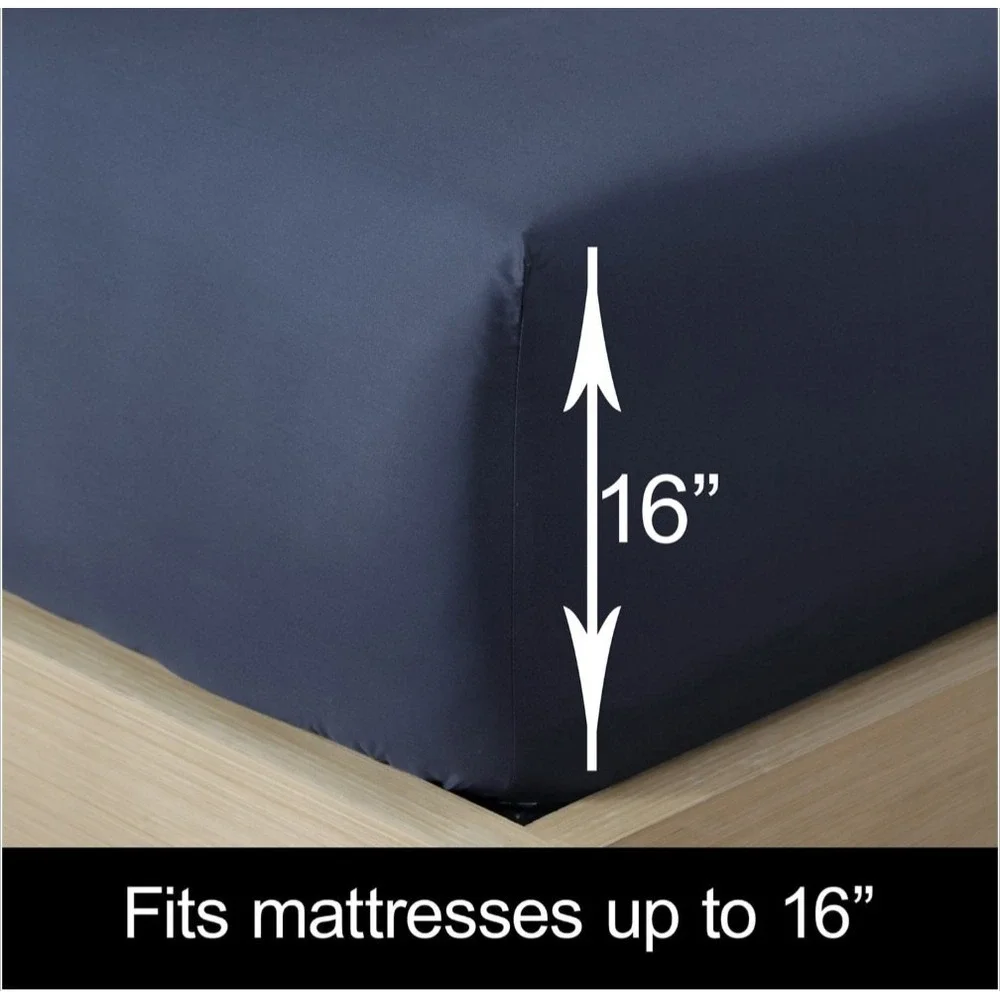 Harmony Home 6 pc Viscose made from bamboo sheet set King size Navy